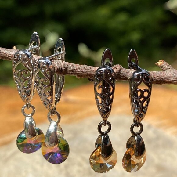 Czech Crystal Rivoli Earrings - Picture 3 of 5